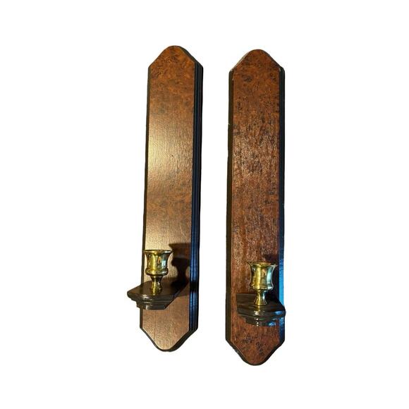 Vintage Home Interior, 1980, Wall Sconces, Wood Grain